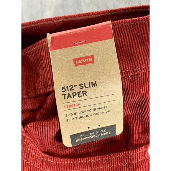 Levi's Men's Brick Red 512 Slim Tapered-Fit Corduroy Jeans SZ 32X30 - Picture 12 of 13